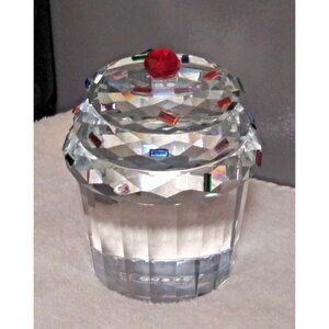 Simon Designs Crystal Cupcake multicolor-sprinkles cherry Paperweight decor NWOT